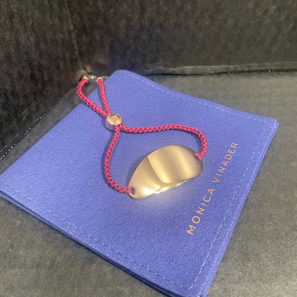 BNIB MONICA VINADER FRIENDSHIP BRACELET ROSE GOLD PLATED FINISH RUBY STRAP FIRM$ - Picture 2 of 9
